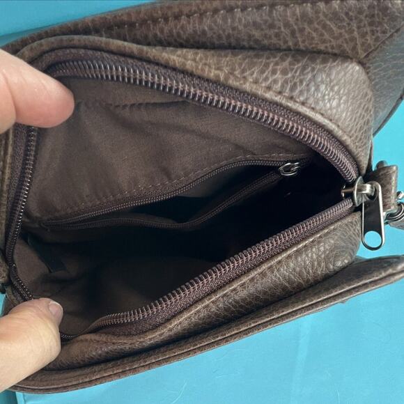 NEW Southwestern Women’s Vegan Brown Turquoise Concho Braided Shoulder Strap Bag - Picture 9 of 11